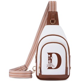 Initial Women Crossbody Bag Sling Shoulder Cross Body Purse Fanny Pack Side Travel Small Leather Belt Backpack Mom Her Daughter Mother Sister Girlfriend Best Friend Christmas Xmas Unique Birthday Gift