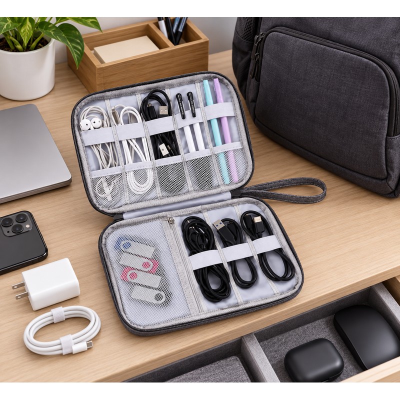 Electronics Organizer Bag Waterproof Carrying Pouch Travel Bag Universal Cable