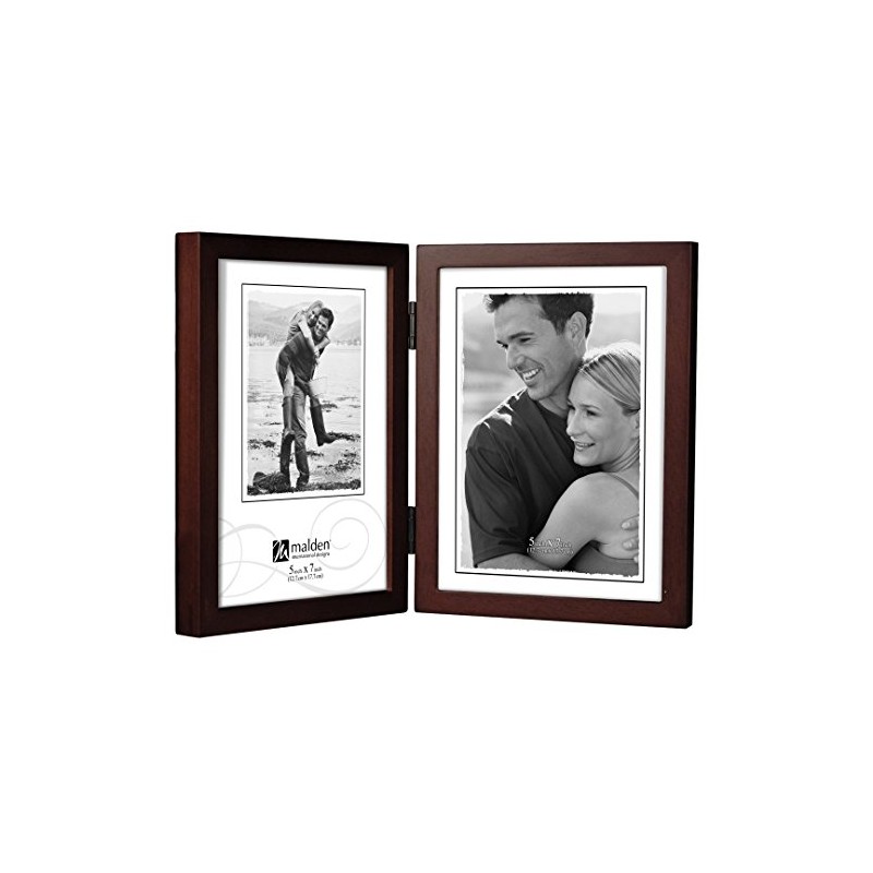 Malden International Designs Dark Walnut Concept Wood Picture Frame, Double