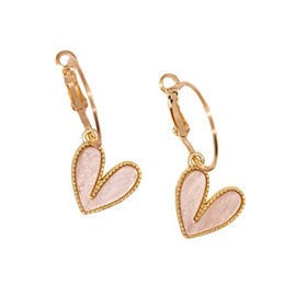 Azia Jewelry Heart Earrings, Heart Earrings for Women, Gold Heart Earrings, Heart Dangle Earrings, Fashion Multicolor Heart-shaped Earrings (Pink, Rose Red, Black, Purple, Green), Alloy Steel, No Gemstone