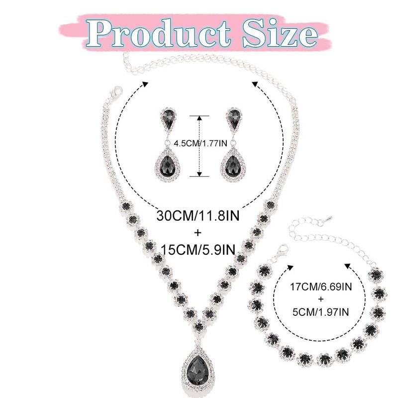 JAKAWIN Bridal Wedding Jewelry Set Rhinestone Prom Necklace Earring Set