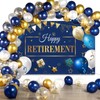 Retirement Party Decorations: Navy Blue & Gold Banner & Balloons