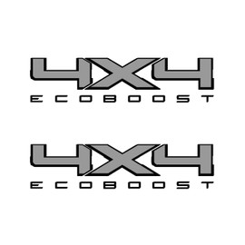 4X4 Bedside Vinyl Decal for Ford Eco Boost Trucks Silver with Matte Black Outline