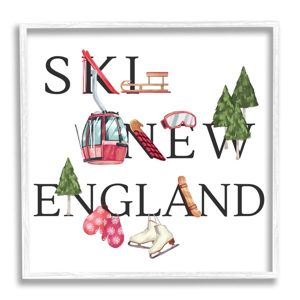 Stupell Industries New England Ski Winter Seasonal Mountain Sports, Designed