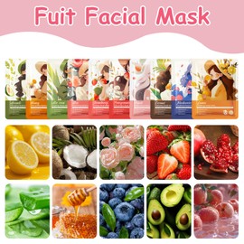 10 PCS Kids Face Masks for Girls, Face Masks for Kids, Fruit Face Masks Kids, Soothing Girls Face Masks, Hydrating Sheet, Moisturizes and Smoothes Skin for Women for All Skin Types
