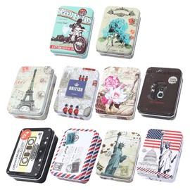 TYGFRT 10 Pieces of Metal Boxes, Storage Boxes, Iron Cans with Lids, Iron Storage Boxes, Mini Storage Boxes, Storage Containers with Lids