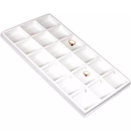 FindingKing White Plastic 18 Compartment Tray Insert Jewelry Display 14 1/8" x 7 5/8"