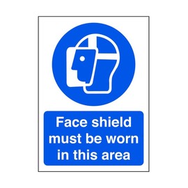 Face shield must be worn in this area - safety sign, ppe clothing, ppe, protective clothing - 1.2mm Rigid plastic for indoor/outdoor usage (300mm x 200mm) Viewing Distance within 7m.