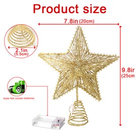 Sprinlot Christmas Tree Topper Star, Gold Christmas Tree Topper, Christmas Tree Topper Star, Tree Topper Christmas for Christmas Decoration, Party, Birthday