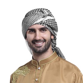 RUIXIB Men Arab Shemagh Headscarf Muslim Dubai Male Turban Neck Wrap Muslim Headcover Keffiyeh Arabic Scarf Middle East Arafat Scarf