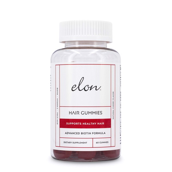 Elon Biotin Gummies (60 Count) – 5000 MCG Biotin Vitamins for Hair Skin and Nails - Cherry Biotin Chewable Vitamins to Nourish, Moisturize & Support Hair Growth – Hair Gummies for All Hair Types
