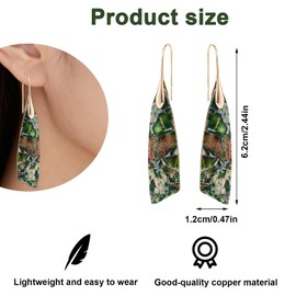 Boho Natural Stone Earrings for Women, Trendy Gemstone Jasper Stone Triangles Dangle Drop Earrings Lightweight Statement Jewelry Birthday Gift