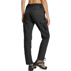 MOURCE Waterproof Hiking Pants Women - Ripstop Stretchy Outdoor Casual Travel Pants with Pockets, Black