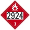 NMC DL650R Placard, Flammable 2924 3, 10.75X10.75, Rigid Plastic