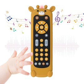 Bambebe Baby TV Remote Control Toy with Light and Sound, Baby Musical Realistic Remote Toy for Toddlers 6 9 12 18 Months, Early Educational Music Toy (Black Giraffe)