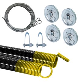 G.A.S Hardware Heavy-Duty Double-Looped Garage Door Extension Springs Bundle 130 lb (Yellow) Springs, 3" Pulleys, and Extension Cables for 7' Feet Garage Door | Garage Door Hardware Parts