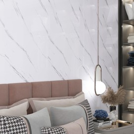 LACHEERY 15.8"x317" Removable Marble Wall Panels for Interior Walls Decor Faux Stone Wall Panel Foam PVC Marble Walls Panels Peel and Stick Self Adhesive Paneling for Bedroom Living Room Accent Decor