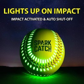 SPARK CATCH Light Up Softball 12", Glow in The Dark Fastpitch Slowpitch, Sports Gear Accessories Gifts for Girls, Teens, and Travel Softball Players (Impact Activated - Neon Green)