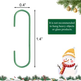 Qiuyan 100 PCS Green Bauble Hooks Metal Ornament Hooks for Christmas Tree Wreaths Home Kitchen Party Decoration (Green)