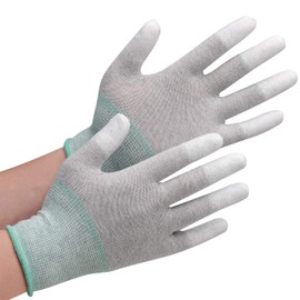 Midori Anzen SPU131CN Quality Control Gloves, For Work, Anti-Slip, Anti-Static, Fingertip Coating, Medium, Pack of 10 Pairs