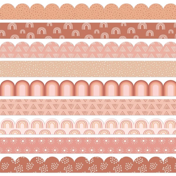 JarThenaAMCS 82Ft Retro Groovy Bulletin Board Borders Terracotta Boho Pink