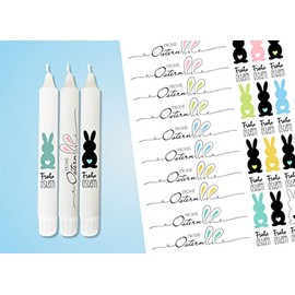 Kerzen Tattoofolie - Kerzensticker OSTERHASE Sprüche FROHE OSTERN