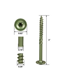 T.K.Excellent 55-Pack #14 x 3 Inch Zinc Plated Structural Lag Screws – Heavy Duty Exterior Wood Screws with Washer Head, Torx T30 Drive, Rust Resistant for Deck, Fence, Timber Framing