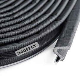 BBTO Weather Stripping Door Seal Exterior Weather Strip for Window V-Shaped Foam Kerf Garage Door Gap Blocker Soundproof Home Improvement Easy to Install(240 Feet,Black)