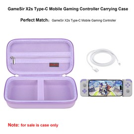 Elonbo Carrying Case for GameSir X2s Type-C Mobile Gaming Controller, GameSir X2s Mobile Handheld Gaming Controller Travel Bag Organizer Holder, Extra Interior Mesh Pocket Fits Charging Cables,Purple
