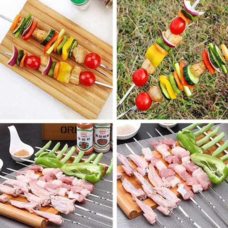 20/100/200/300/500 PCS Stainless Steel Barbecue Metal Skewers Flat Needle BBQ