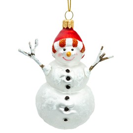 SIKORA BS703 Snowman with Branches, Christmas Tree Decoration, Glass Figure, Christmas Tree Pendant, Premium Line, Variant: with Branches