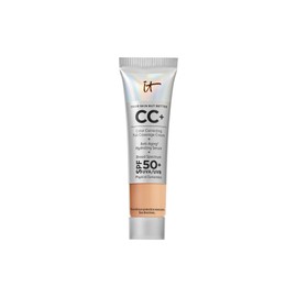 IT Cosmetics CC+ Cream Travel (Neutral Medium) - Natural Full Coverage Foundation With SPF 50+, Color Corrector & Anti-Aging Hydrating Serum, Hyaluronic Acid + Peptides, Up To 24H Wear - 0.4 fl oz