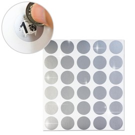 SCRS-001 Scratch Stickers, Silver, Round Scraping Stickers, 1 Sheet, 30 Sheets x 4 Sheets, Diameter 1.0 inches (25 mm), Glitter Puffy Round
