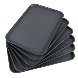Readsky 6 Packs Gray Extra Large Rectangle Plastic Trays, 25.2" x 17.5" Multi-Purpose Rectangular Trays, Boot Tray, Serving Tray