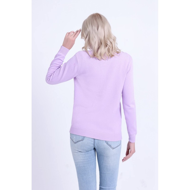SMILING PINKER Women's Basic Crew Neck Knitted Cardigan with Button,