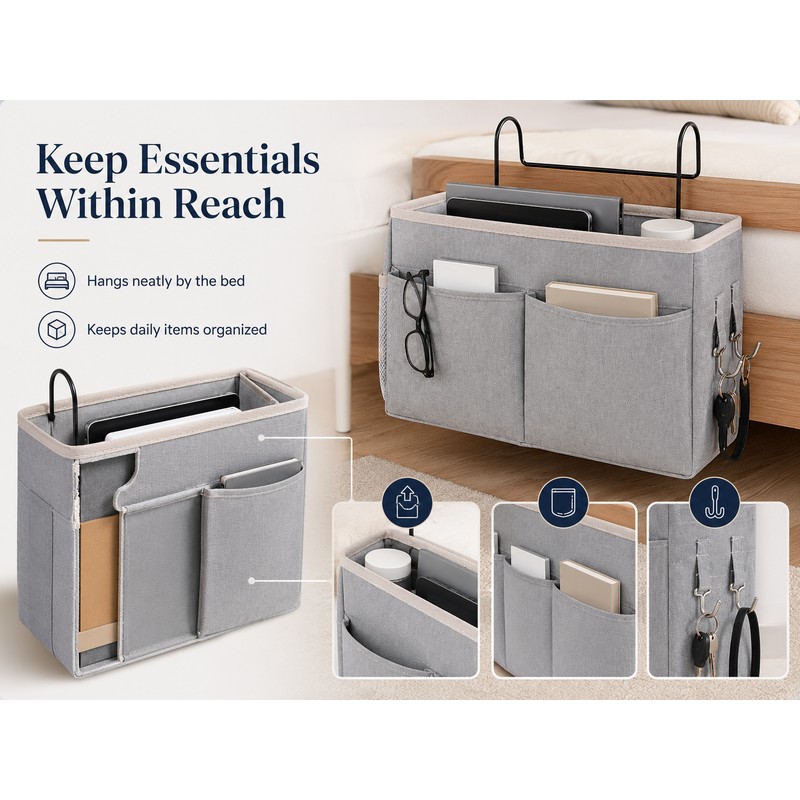 Bedside Hanging Storage Rack for Dorm & Bedroom - Space-Saving