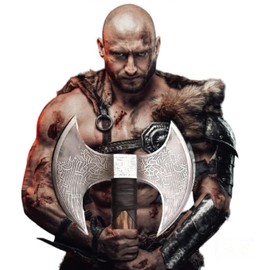 MDM-Ax106 24'' Double Headed Axe | Double Sided Axe Dane Axe - Viking Ax Custom Gift High Carbon Steel Viking Battle Axe with Rose Wood Shaft, Double Edge Axe - Christmas Gift