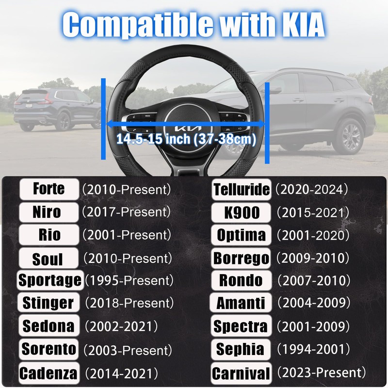 ANMOSVO Auto Car Steering Wheel Cover for KIA 14.5-15 inches