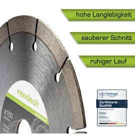 2x Rendech Diamond Disc, 125 Diamond Cutting Disc, 230 Cutting Disc, 150 for Concrete, Masonry, Granite