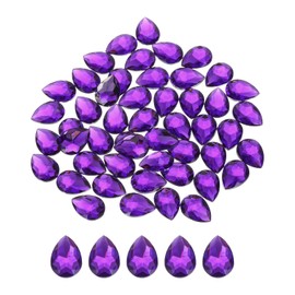 sourcing map 50PCS Flat Back Acrylic Teardrop Gems 13x18mm Artificial Rhinestones for DIY Crafts Bead Wedding Party Face Painting Jewelry Making Deep Purple