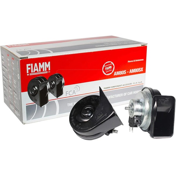 Fiamm Electromagnetic Horn. 12v Trumpet Horn with Relay, 2 Terminal.am80s (Pair)