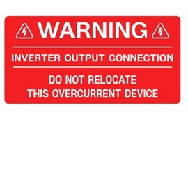 CDXHOME 30Pcs PV Solar System Electrical Safety Labels -Inverter Output Connection_Do Not Relocate This Overcurrent Device Warning Stickers - 4" x 2"