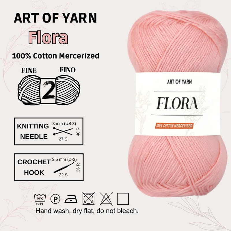 Art of Yarn 100% Cotton Mercerized Yarn Fine, Soft, Fino