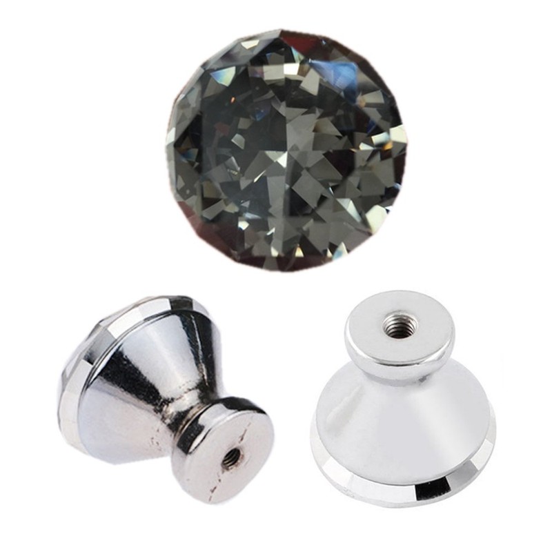 Tencro 8pcs 30 mm Diamond Shaped Luxury Crystal Knobs Glass