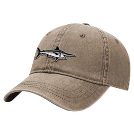 Outdoor Shaping Men's Baseball Cap, Women's Baseball Cap, Unisex Cap - One Size Closure, Adjustable, Casual, Breathable, Classic Cap with Swordfish Embroidery, khaki, Unit size
