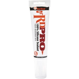 Red Devil 08290I RD PRO 100% Heat Resistant RTV Silicone Sealant, A Water-Proof and Weatherproof Adhesive For High-Heat Use, 2.8 oz. Tube, Red, 12-Pack