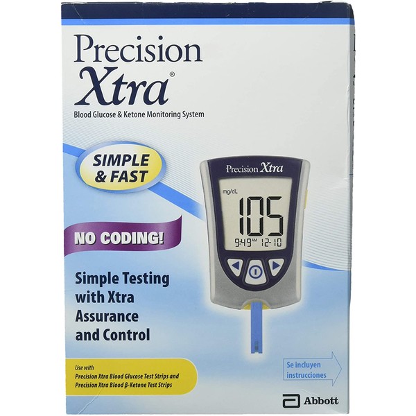 DSS Precision Xtra Blood Glucose Meter Kit, Results in 5 seconds, Strips Not Included (1 Kit)
