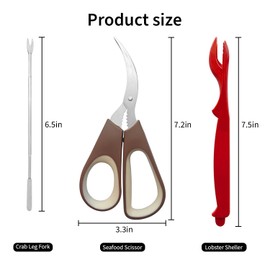 Kitchen Seafood Scissors Set, With Serrated Blades Stainless Steel Cooking Scissors Silicone Handle for Cutting Crab, Fish, Poultry, Meat and Vegetables (Set of 2)
