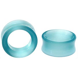 Ear gauges ear plugs Hollow aqua cats eye double saddle soscene, Stone, cats eye