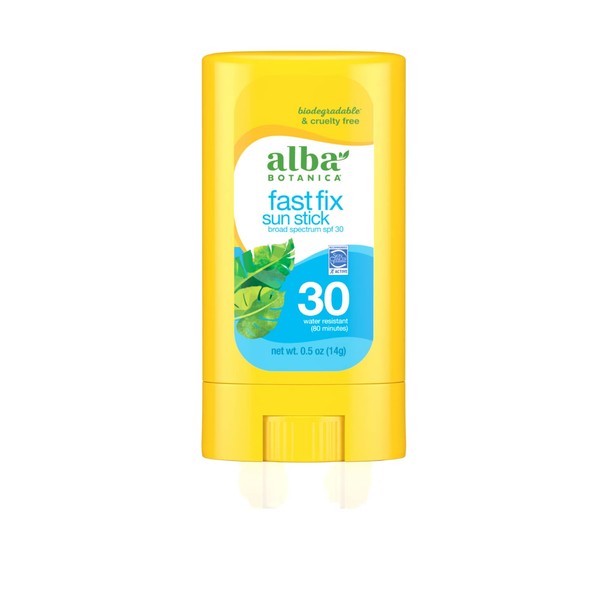Alba Botanica, Broad Spectrum SPF 30 Fast Fix Sun Stick Sunscreen 0.5 oz (Pack of 2) (Packaging May Vary)